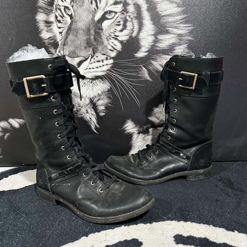 Timberland Earthkeepers Savin Hill Mid 8543R Combat Boot Women's 9 Black Leather